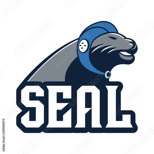 Sea Lion - Seal water polo or Beach volleyball mascot vector illustration
