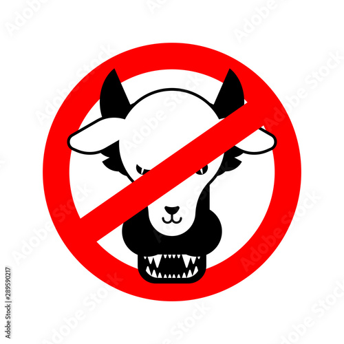 Stop Wolf in sheep's clothing. Red road Forbidding sign. Ban Hypocrite. No to Trickster and liar