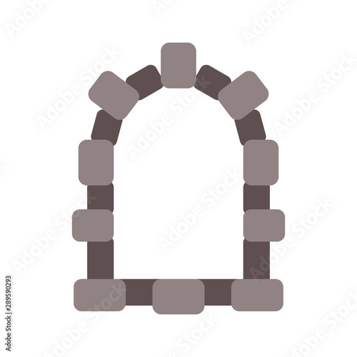 Castle window isolated cartoon. Stone placing vector illustration