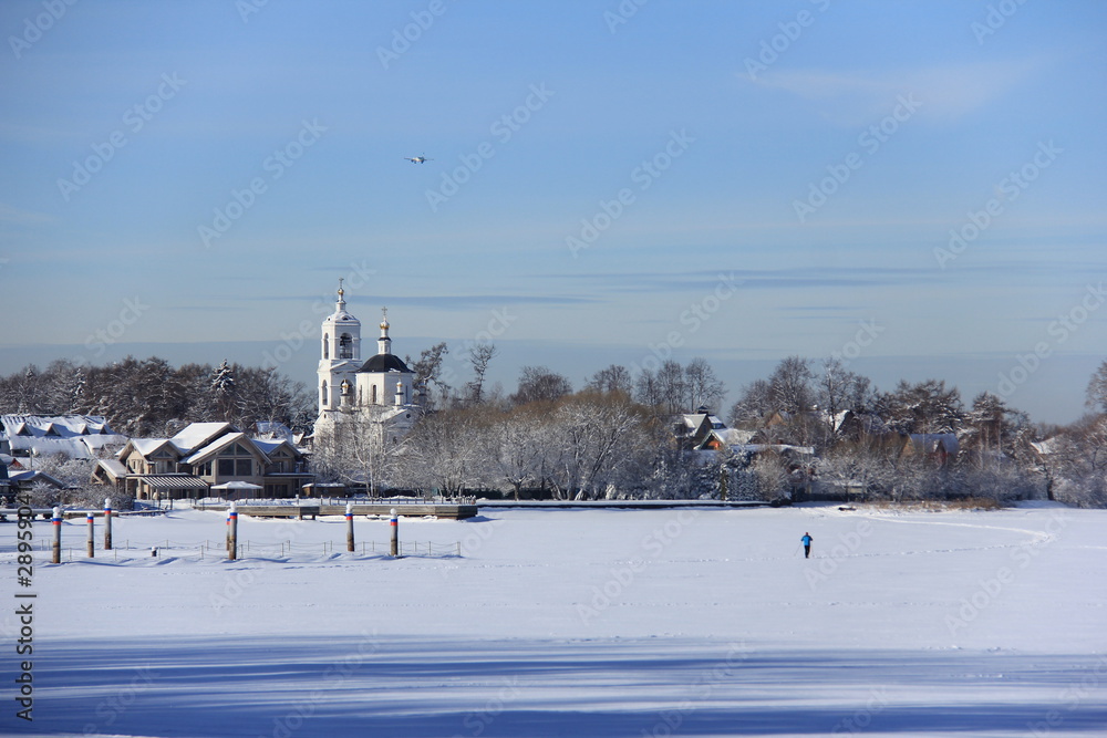 Winter fairy tale in at the country side in Russia