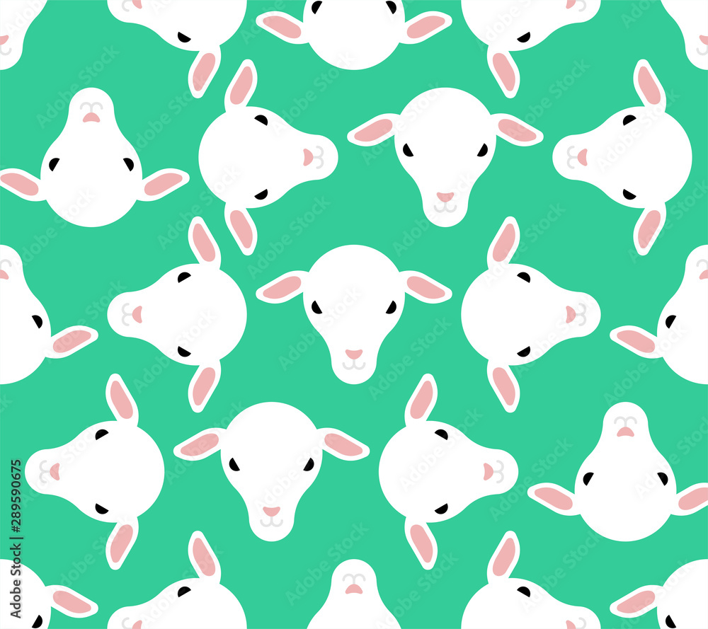 Sheep head pattern seamless. Lamb face background. vector texture