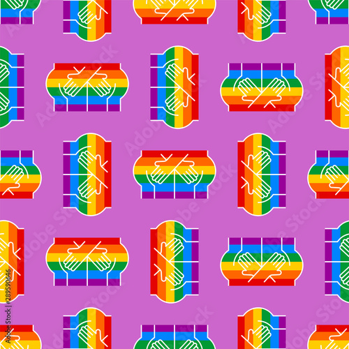 Gay flag Hands hug ass pattern seamless. LGBT Rainbow. hold each other's ass background