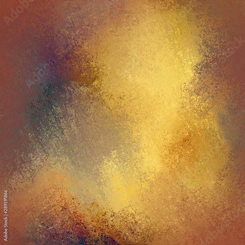 painted background in shiny elegant gold yellow and brown with messy sponged grunge texture