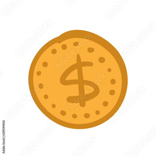 Dollar coin doodle, sketch vector illustration.