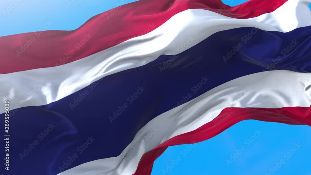 Thailand flag video waving in wind 4K. Thai background. Thailand background looping 3840x2160 px. Thailand flag video waving in wind 4K. Thai background. Thailand background looping 3840x2160 px.