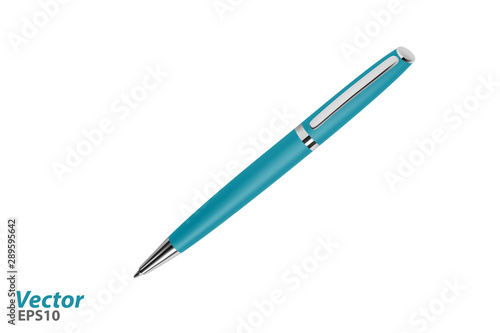 Automatic ball pen in the vector.Ballpoint pen in vector on white background.