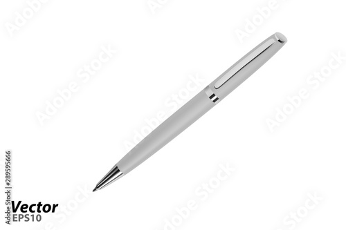 Automatic ball pen in the vector.Ballpoint pen in vector on white background.