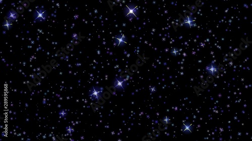 flashing stars, starry sky, appear and disappear on a black background