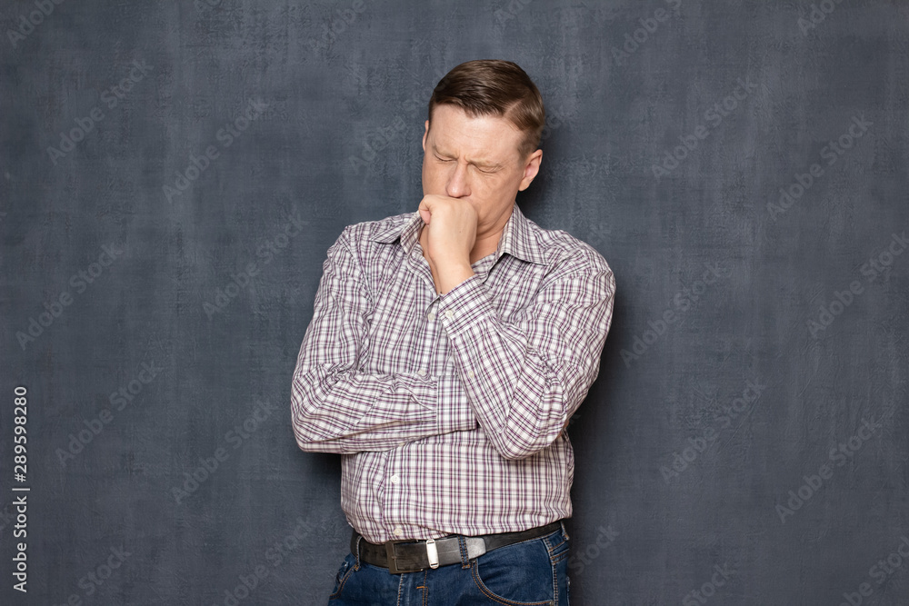 Portrait of upset man thinking about something sorrowful Portrait of upset man thinking about something sorrowful