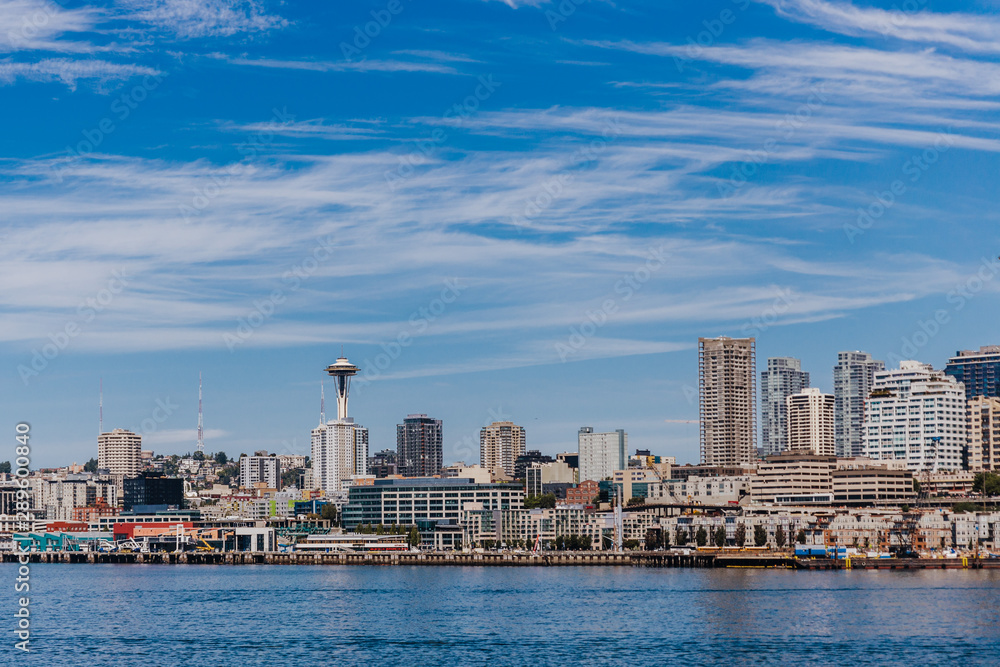 Downtown Seattle and Space Needle from waterfront