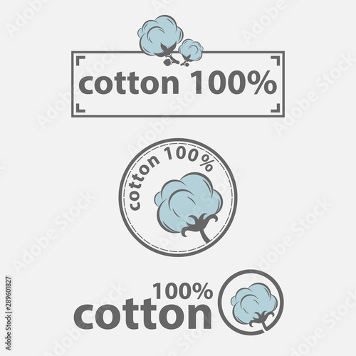 Cotton labels or logo for pure 100 percent natural cotton textile tags
