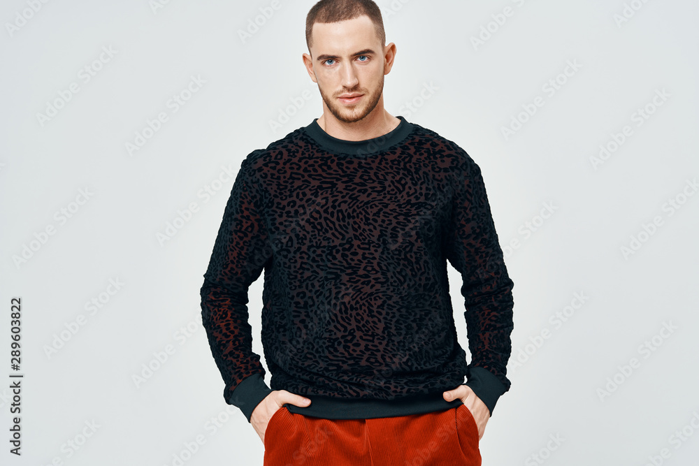 portrait of young man in shirt and jeans portrait of young man in shirt and jeans