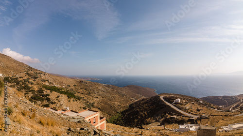 View of the Aegean sea from a hilltop on Tinos island
