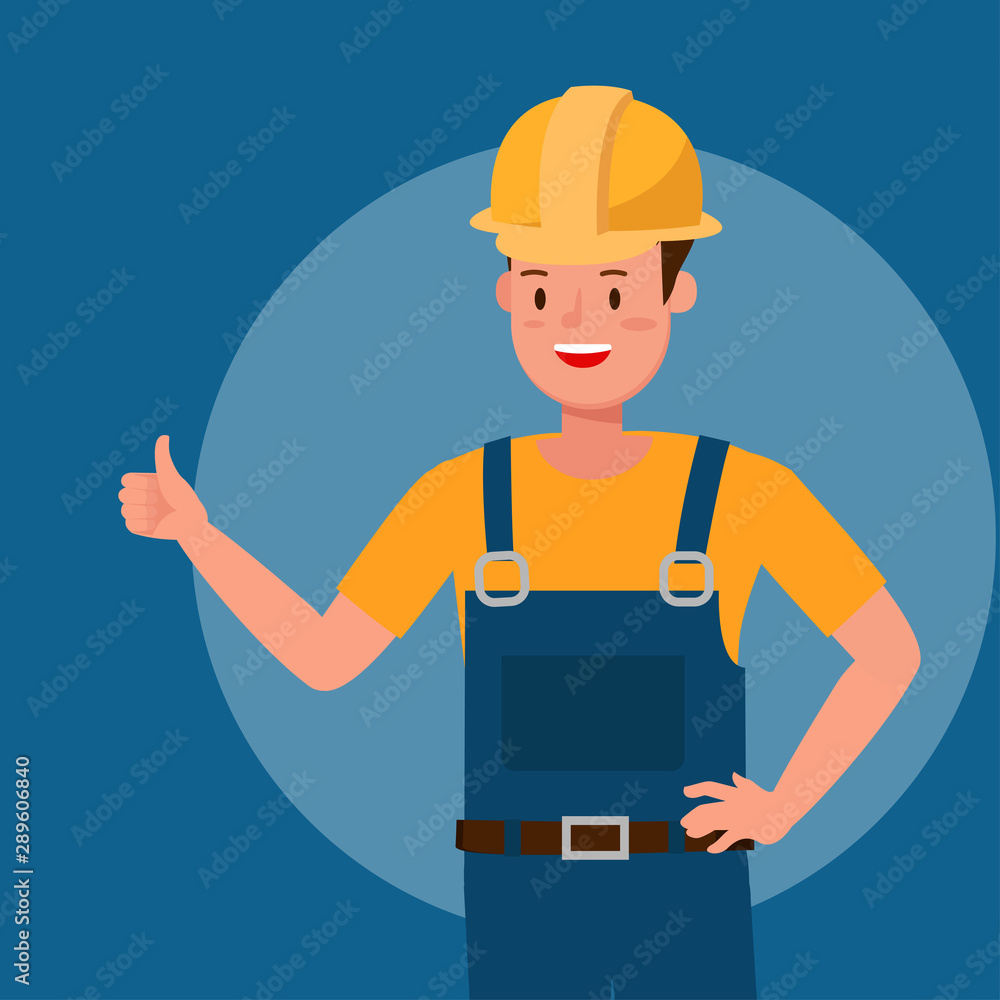 Builder smile Thumb Up Like character vector design
