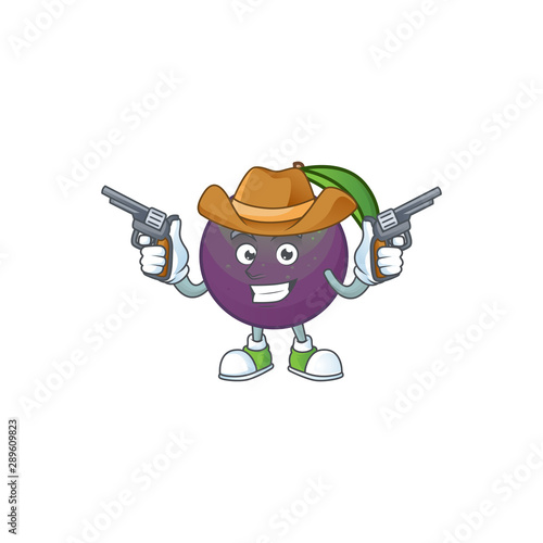 Cowboy star apple cartoon character with mascot