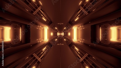 dark futuristic scifi tunnel corridor 3d rendering background wallpaper