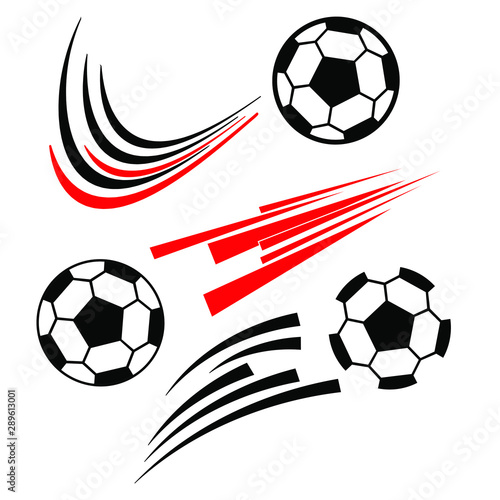 Football shooting with motion line, Soccer graphic vector.