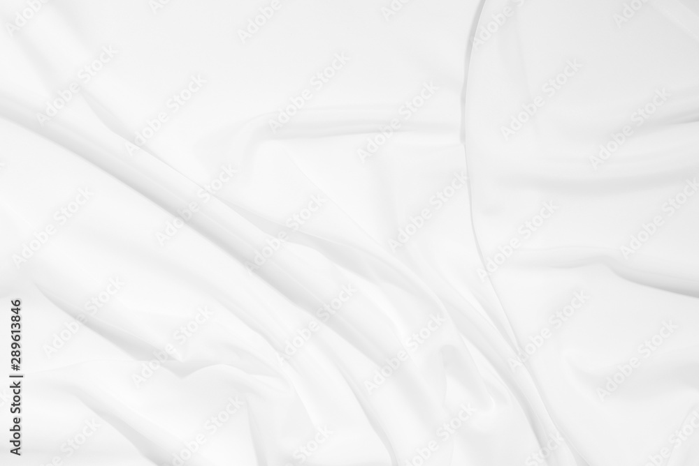 Abstract soft image of white silk fabric, cloth surface background.