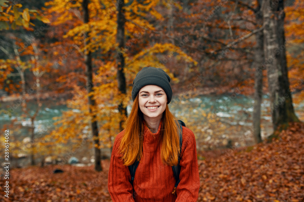 portrait of young woman in autumn park portrait of young woman in autumn park