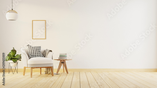 Fototapeta Naklejka Na Ścianę i Meble -  Interior poster mock up living room with colorful white sofa . 3D rendering.