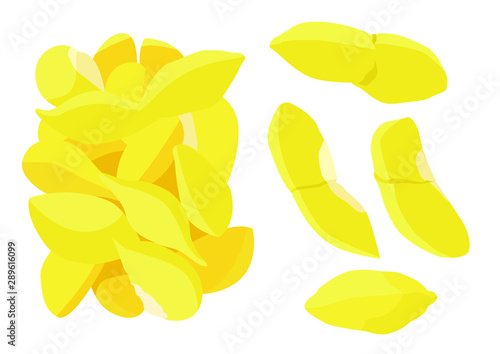 durian fruit colour yellow and ripe durian piece on white background illustration vector 