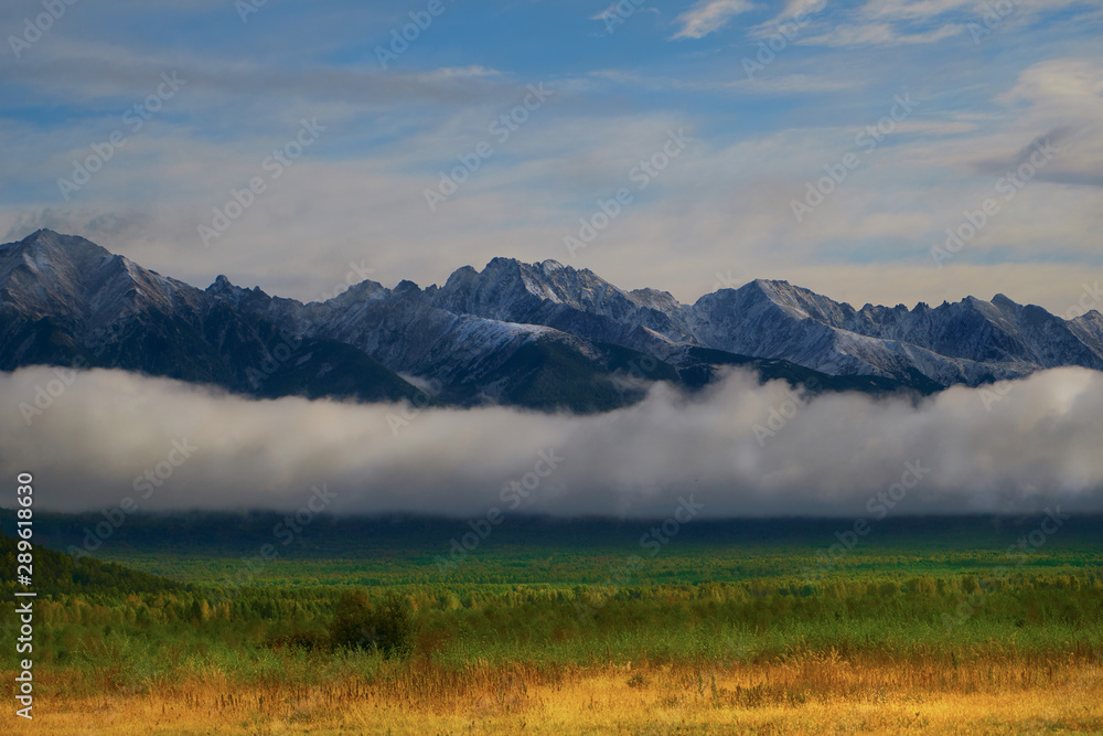 Russian mountains in the fields, Baikal Saiyans