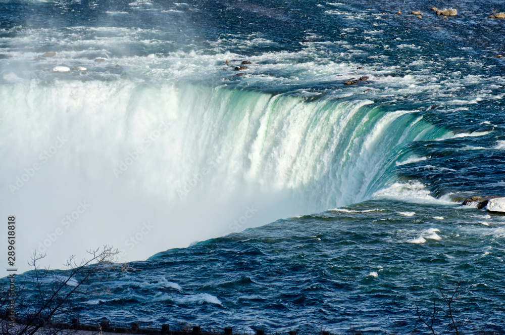 upper edge of the famous Niagara Falls (Horseshoe Falls) from the Canadian side in spring