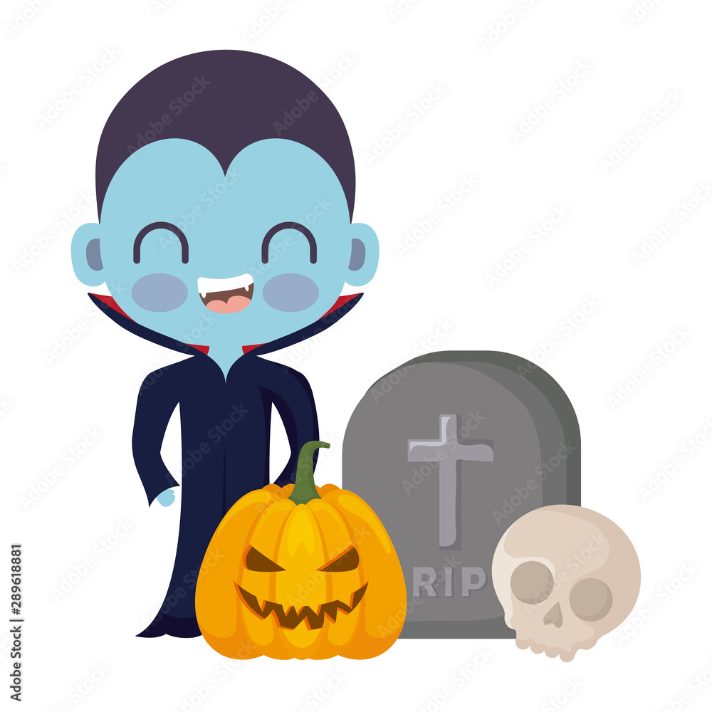 cute boy disguised of vampire with icons halloween cute boy disguised of vampire with icons halloween