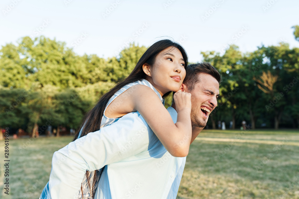 young couple in the park young couple in the park
