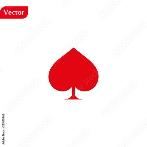 Red spade icon. Playing card vector on white background. eps 10