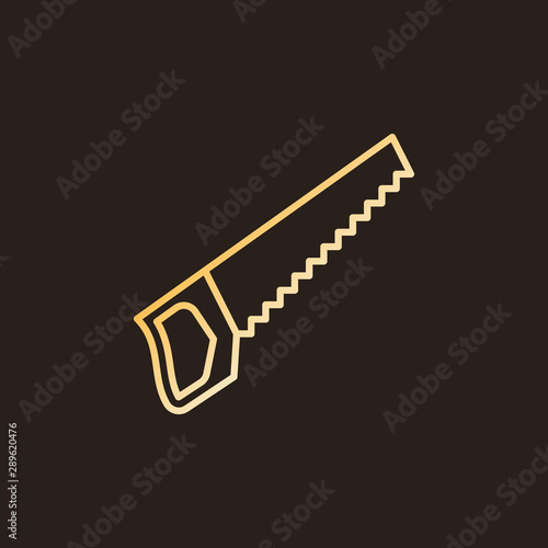 Hand saw vector concept linear creative icon - hacksaw outline sign on dark background