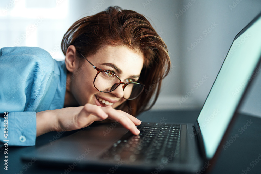 woman working on computer at office woman working on computer at office