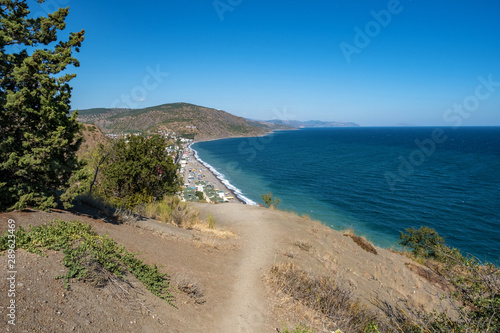 The Black Sea coast view of the village of Rybachye on a summer day  Crimea.