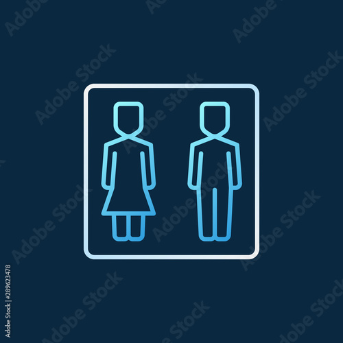 Boy and Girl WC concept colored outline vector icon or sign on dark background