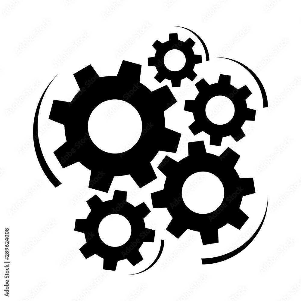 Gears and cogs vector illustration in black and white styles Gears and cogs vector illustration in black and white styles