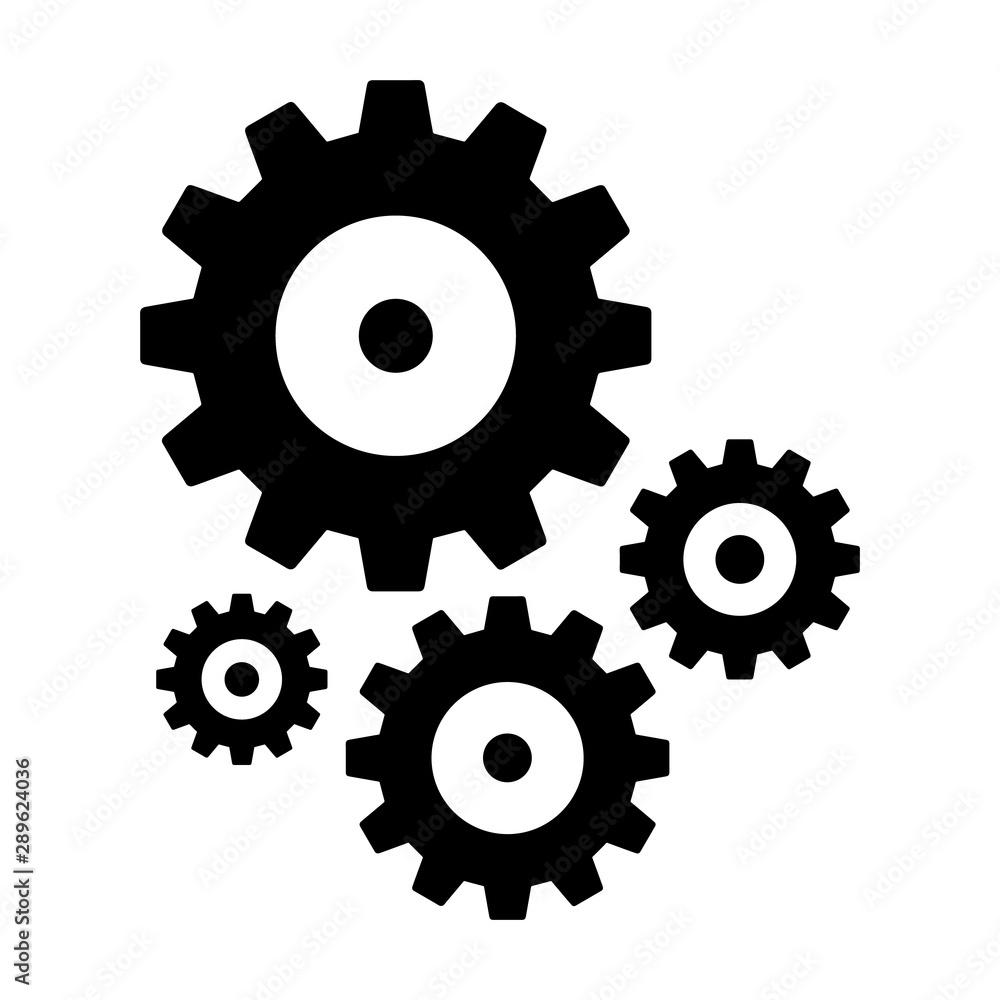 Gears and cogs vector illustration in black and white styles Gears and cogs vector illustration in black and white styles