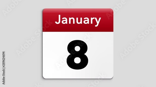 January Flip Calendar With Alpha Chanel (Transparent) 4k 30 fps Animation Video