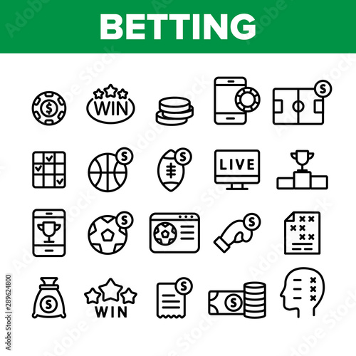 Fotografia, Obraz Betting Football Game Collection Vector Icons Set Thin Line