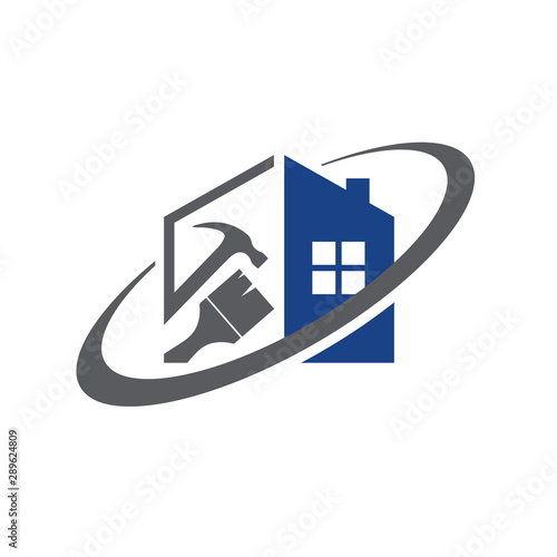 Home Repair Logo with maintenance tools and house construction concept