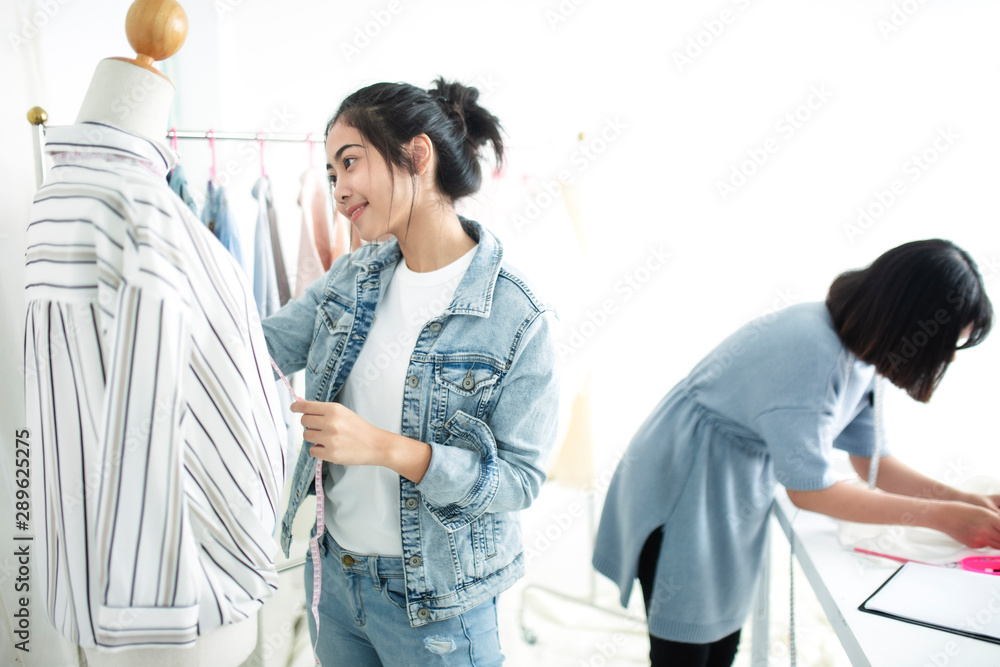 Fototapeta premium Fashion designers stylish creative creativity work in studio.