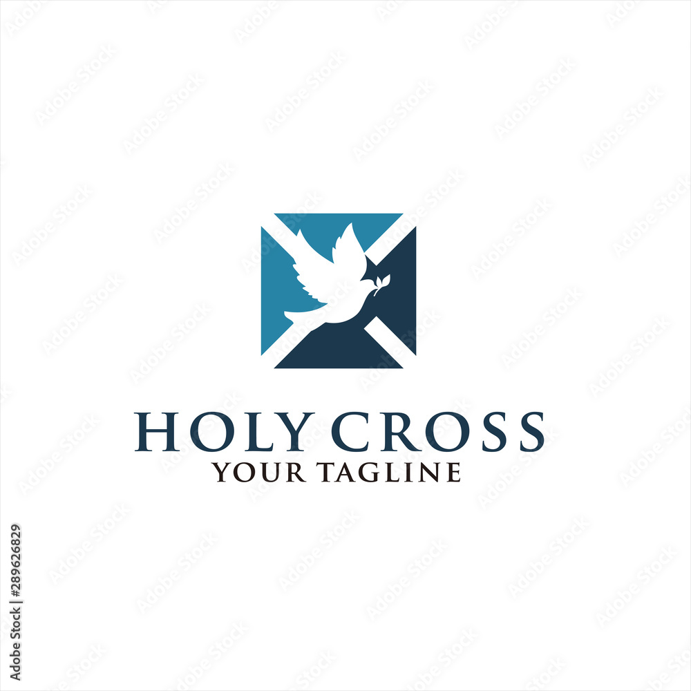 Fototapeta premium Dove Cross Logo Design Inspiration