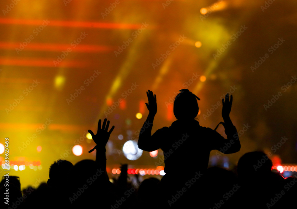 Silhouettes of people at a rock concert as background Silhouettes of people at a rock concert as background