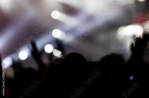 Silhouettes of people at a rock concert as background