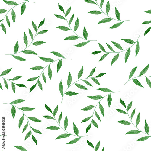 Fototapeta Naklejka Na Ścianę i Meble -  seamless pattern with green leaves