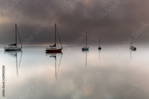 Misty Morning Sunrise Waterscape