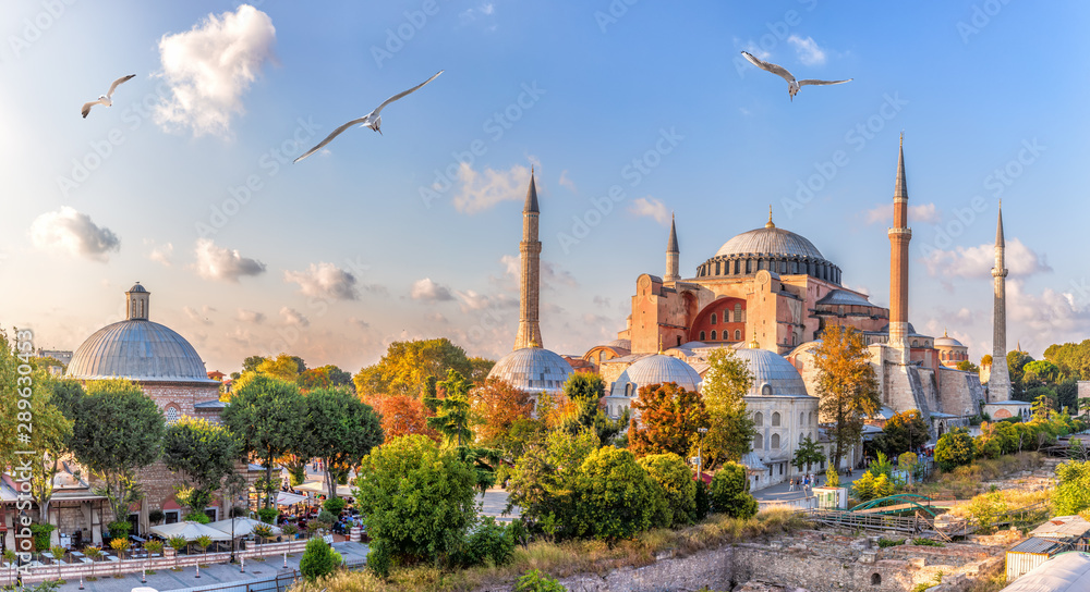 Fototapeta premium Piękny widok na Hagia Sophia w Stambule w Turcji