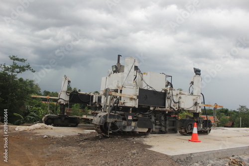 construction machinery is working on road projects and building structures