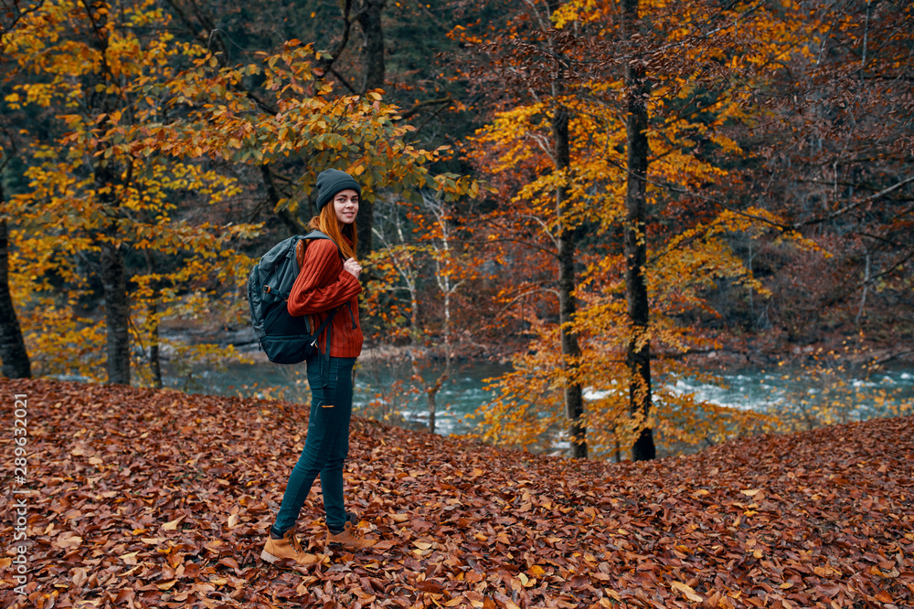 young woman in autumn forest young woman in autumn forest