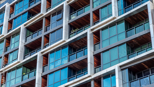 Vászonkép Modern multi-dwelling buildings, balconies close up