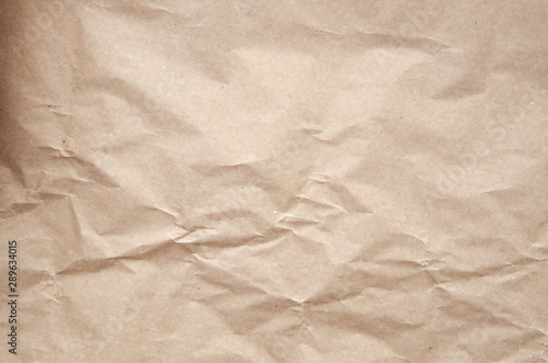 Flat lay old brown paper texture. Crumpled paper background